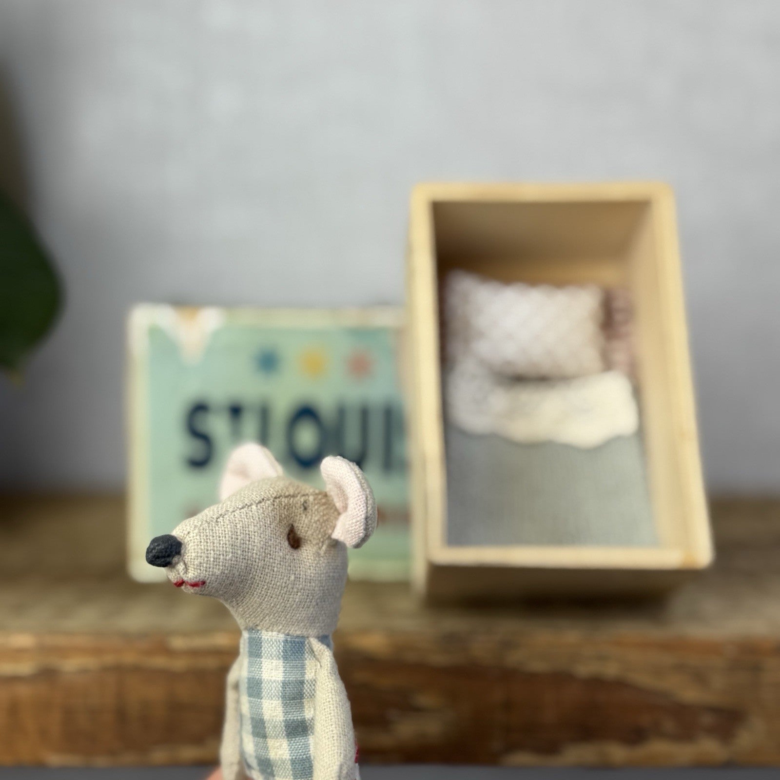 Maileg St Louis Matchbox Mouse - Wooden Matchbox Vintage Rare (Damage Matchbox)