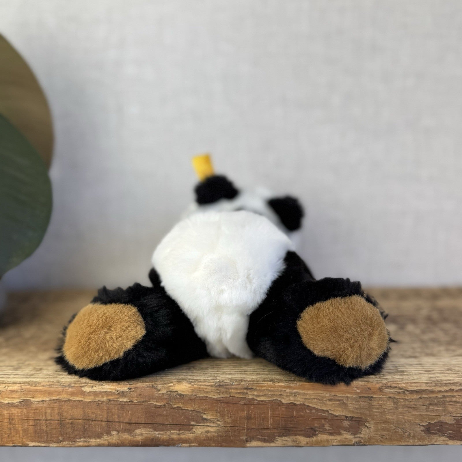 Steiff Small Lying Manschli Panda - New With Tags Vintage Small Laying Panda 9"