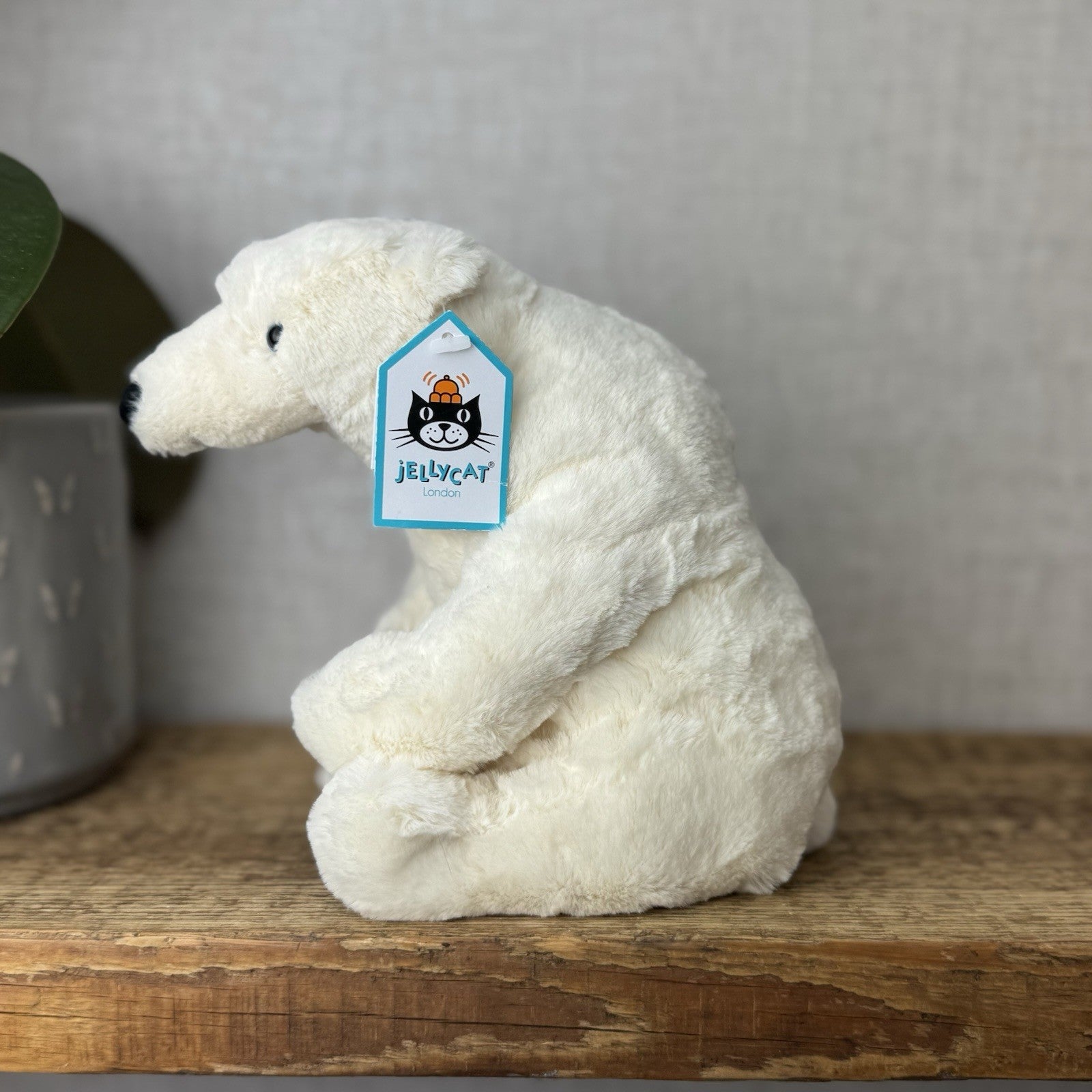 Jellycat Small Elwin Polar Bear - White Sitting Bear Plush Blue Eyes with tags