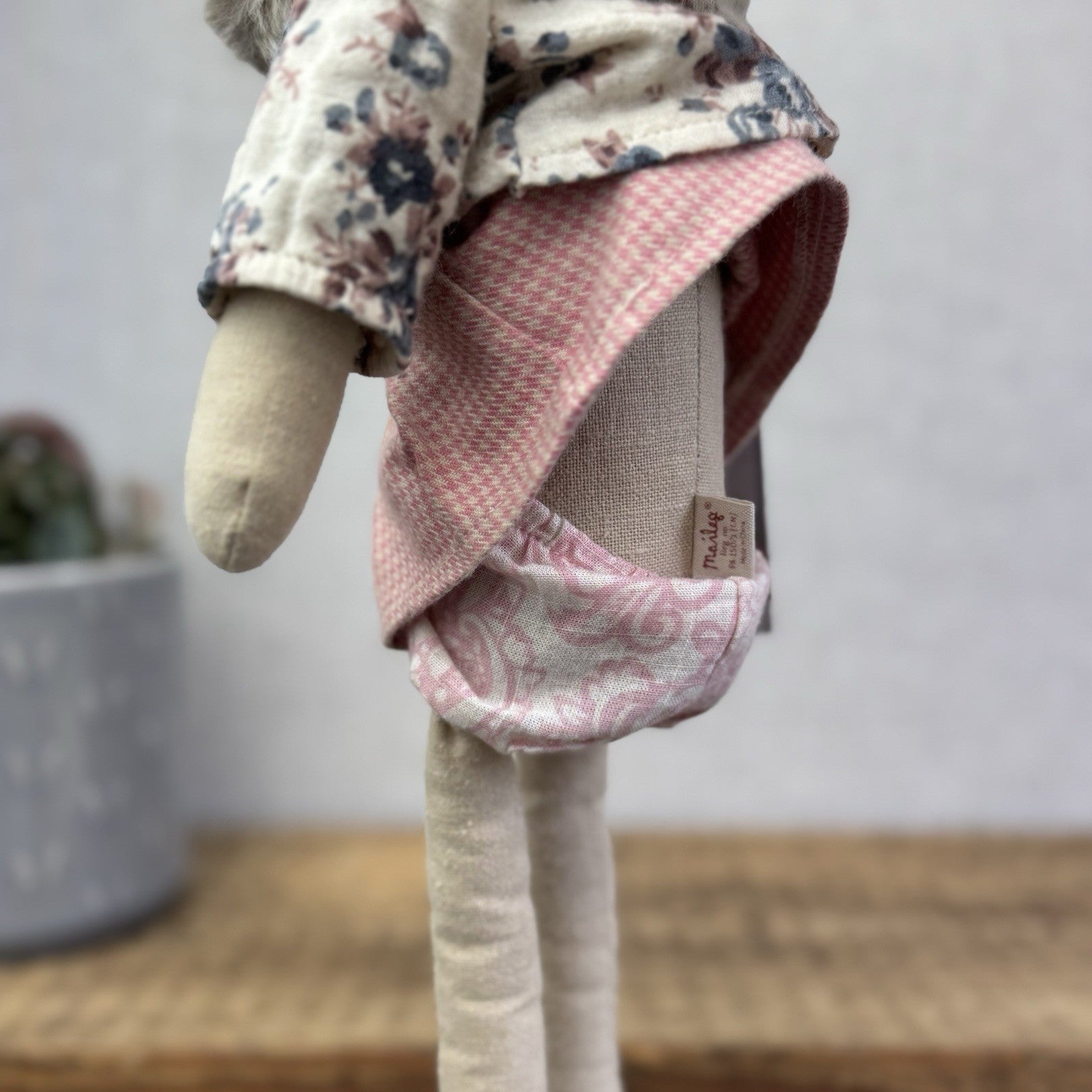 Maileg Medium Winter Rabbit Girl - Red Knit Dress & Fur Boots Retired 2014