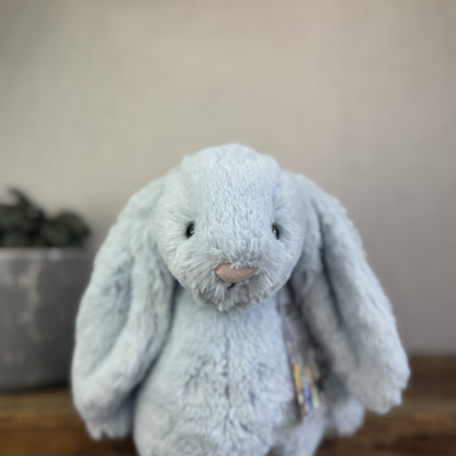 Jellycat Medium Bashful Blue Bunny - Baby Blue Rabbit Beanie Medium 12" (#2)