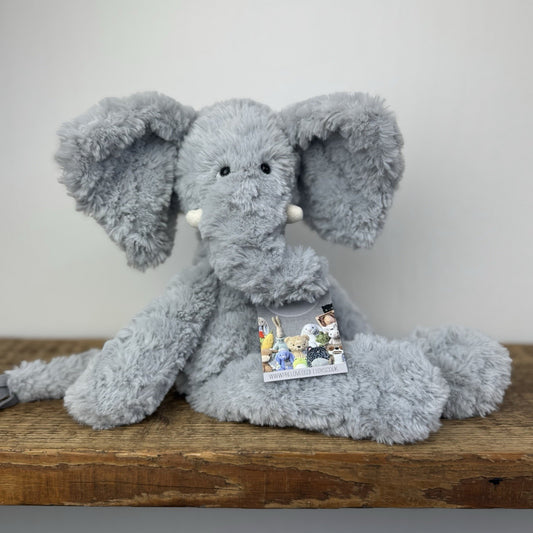 Jellycat Bobo Elephant - Grey Textured Beanie Soft Toy Retired Rare Vintage 14"
