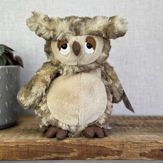 Jellycat Oberon Owl - Beige Brown Owl Beanie Plush Toy Retired Bird 9"