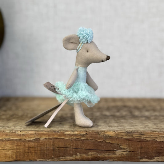 Maileg Ballerina Mouse - Little Sister Mint Pale Blue Ballet Mouse Mice New Tags