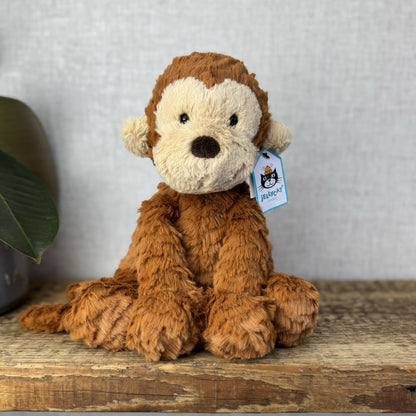 Jellycat Fuddlewuddle Monkey - Rust Brown Monkey Textured Beanie Soft Toy 9"