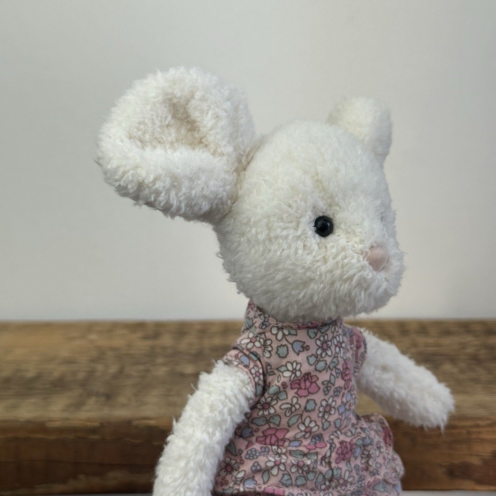 Jellycat Posy Myrtle Mouse - Rare Retired Small White Mouse Floral Dress 9"