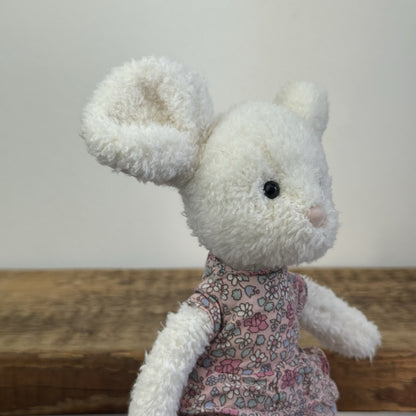 Jellycat Posy Myrtle Mouse - Rare Retired Small White Mouse Floral Dress 9"