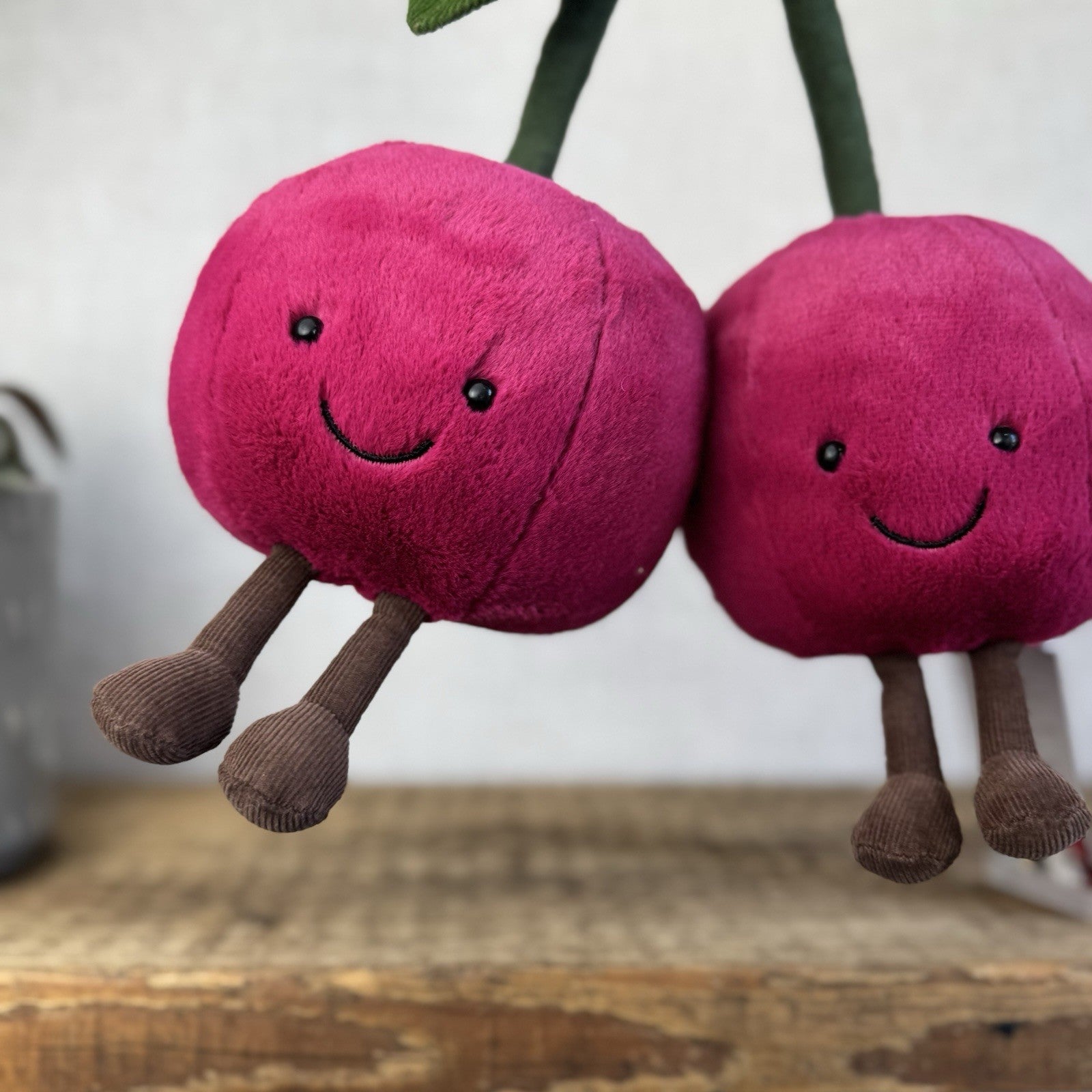 Jellycat Amuseable Cherry - Retired Cherries Plush Two Cherries Beanie NWOT
