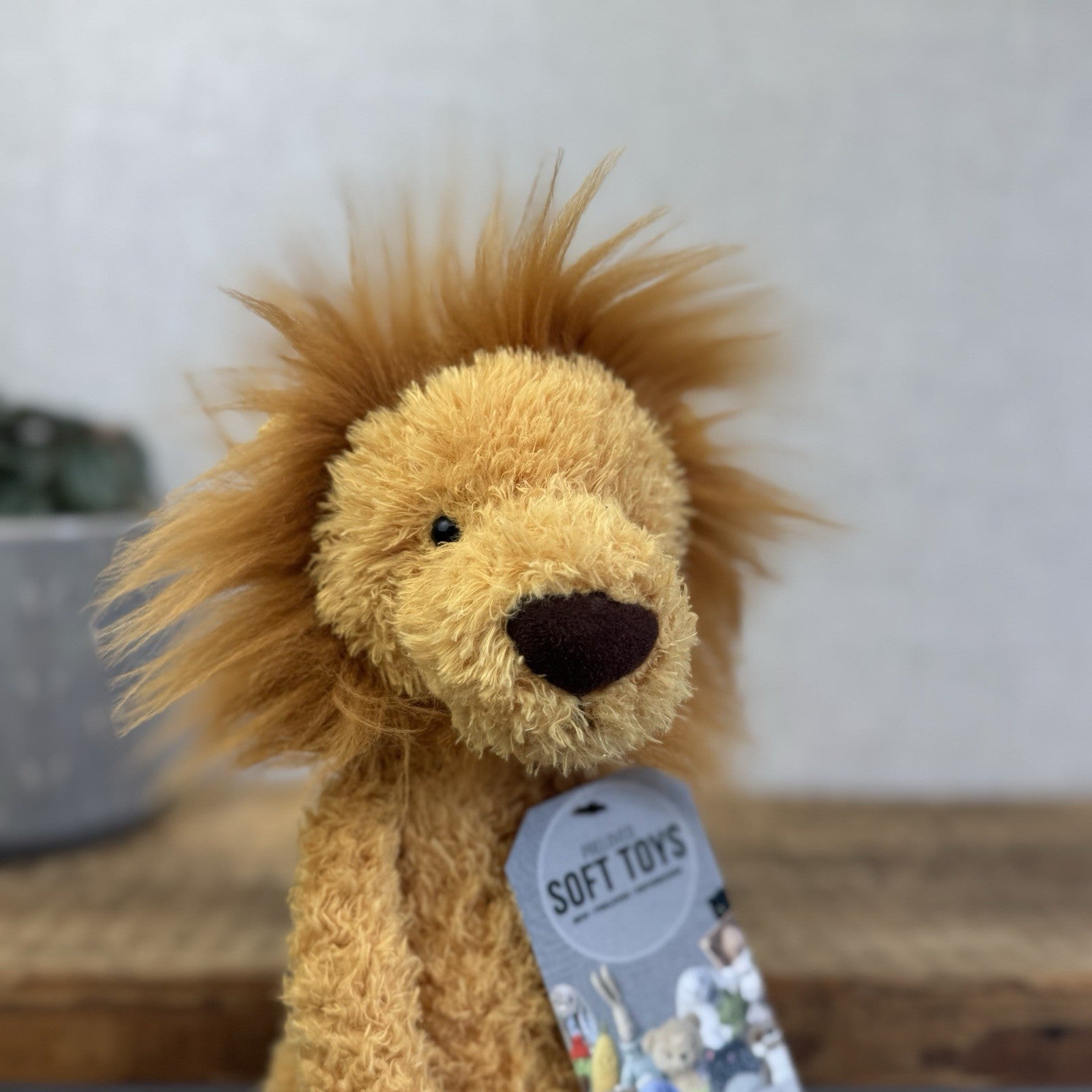 Jellycat Wild Thing Lion - Light Yellow Curly Long Legs Wild Cat Beanie Plush