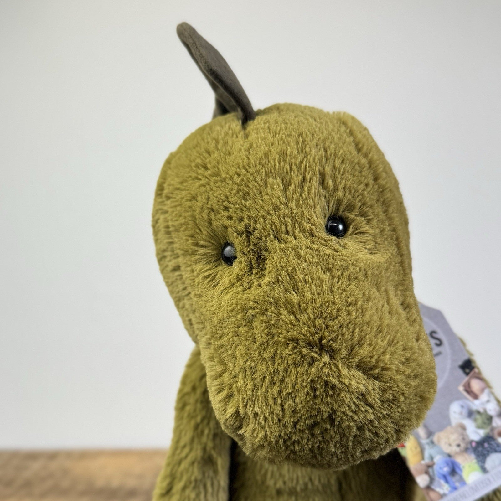 Jellycat Large Bashful Dinosaur - Large Olive Green Dinosaur Retired Rare 16"