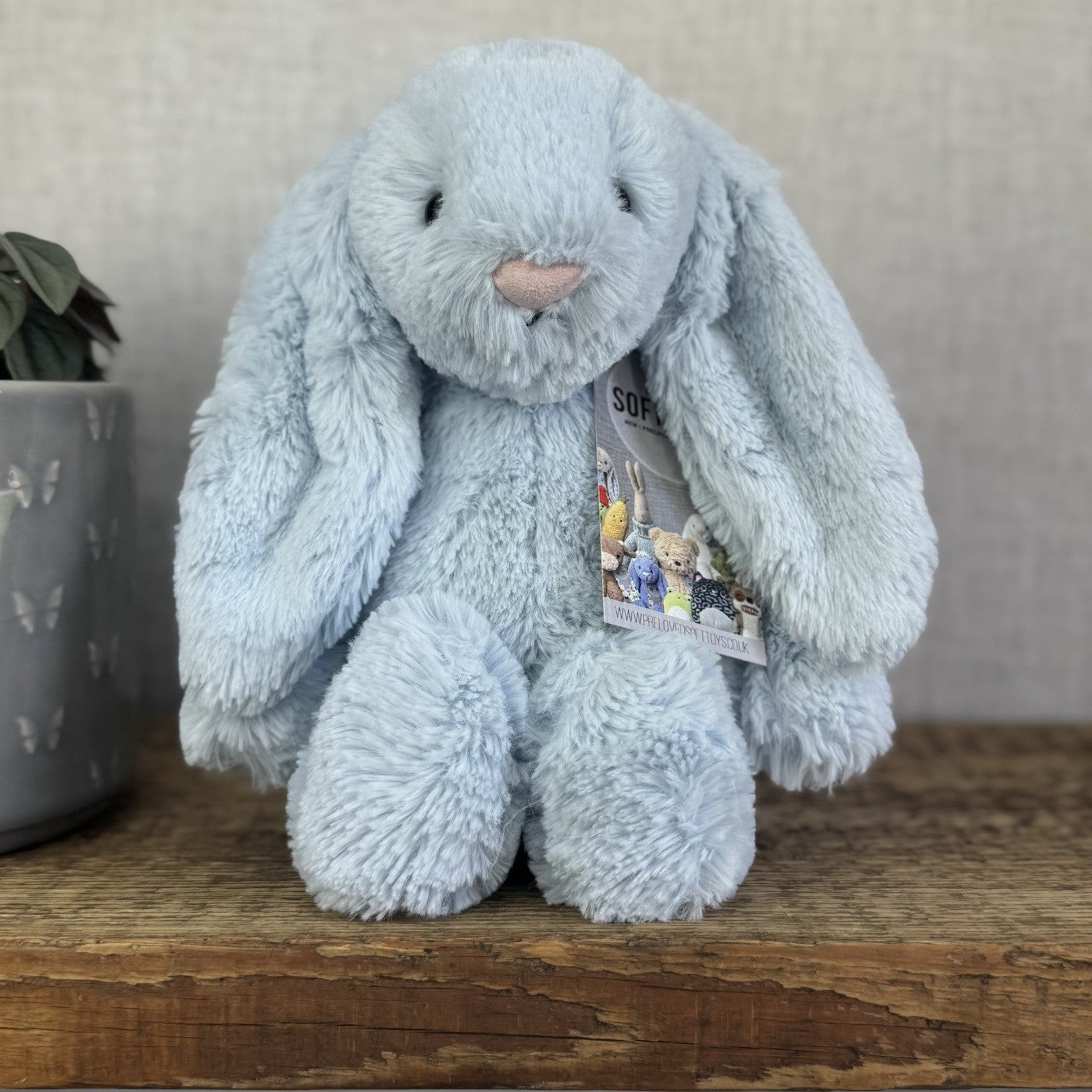Jellycat Medium Bashful Blue Bunny - Baby Blue Rabbit Beanie Medium 12" (#2)