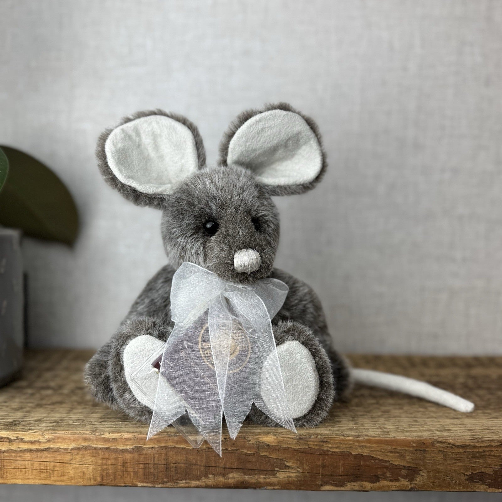 Charlie Bear Yarg Mouse - Small Mouse Charlie Bear 5 Way Jointed With Bow & Tag