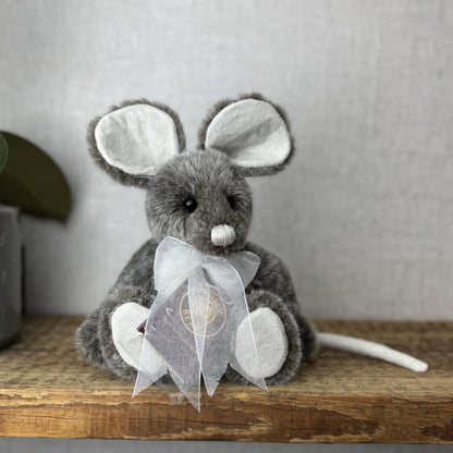 Charlie Bear Yarg Mouse - Small Mouse Charlie Bear 5 Way Jointed With Bow & Tag