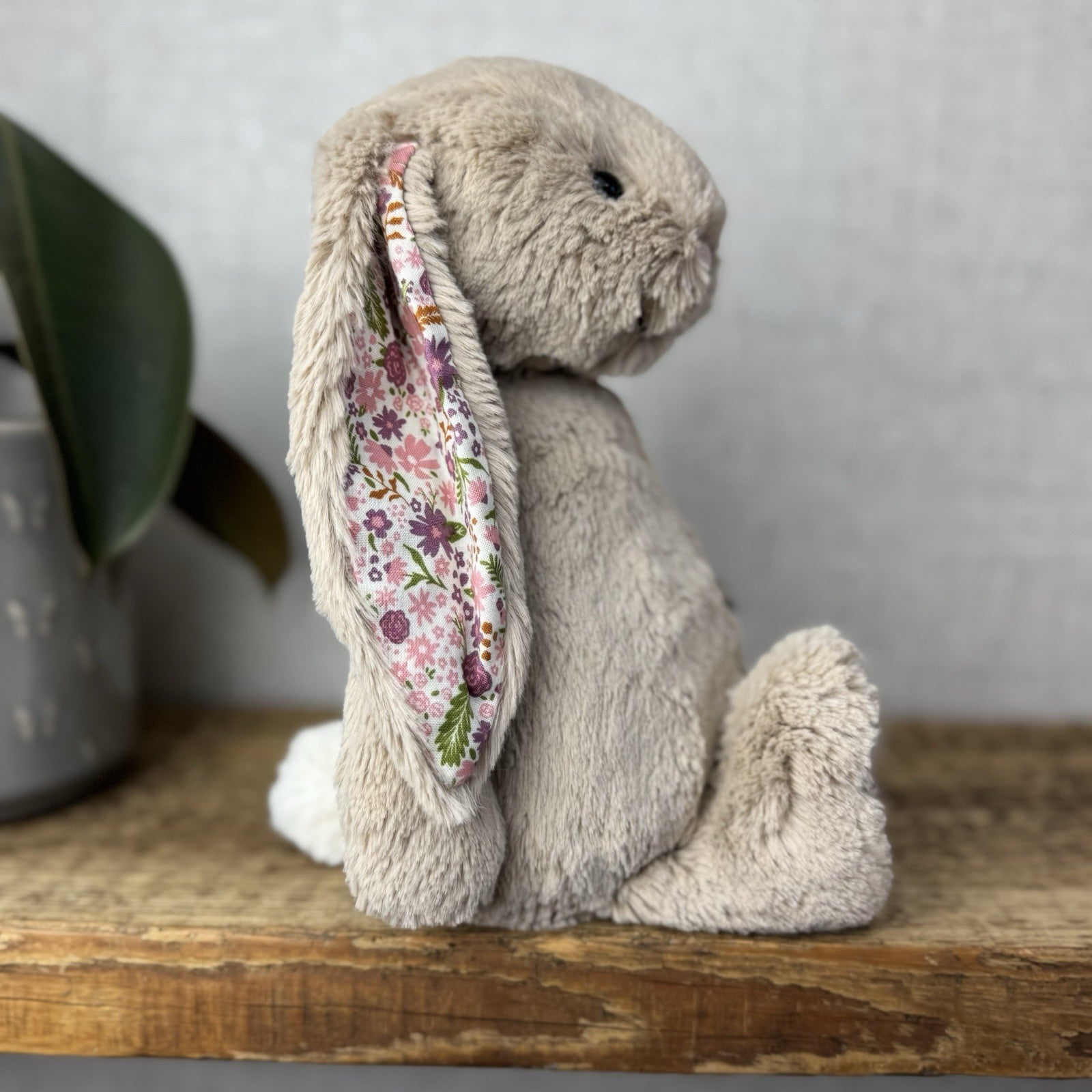 Jellycat Blossom Beige Bunny Petal - Beige With Floral Ears/feet Medium 12" NWOT