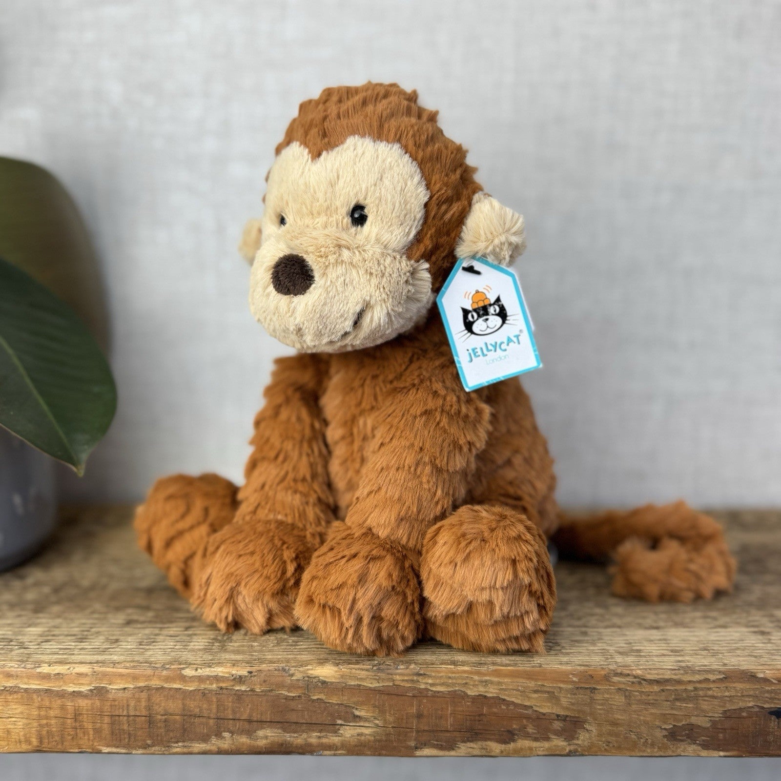 Jellycat Fuddlewuddle Monkey - Rust Brown Monkey Textured Beanie Soft Toy 9"