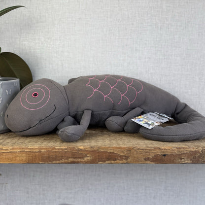Jellycat Zaggy Chameleon - Green Chameleon Soft Toy Beanie Large Grey/Pink 19”