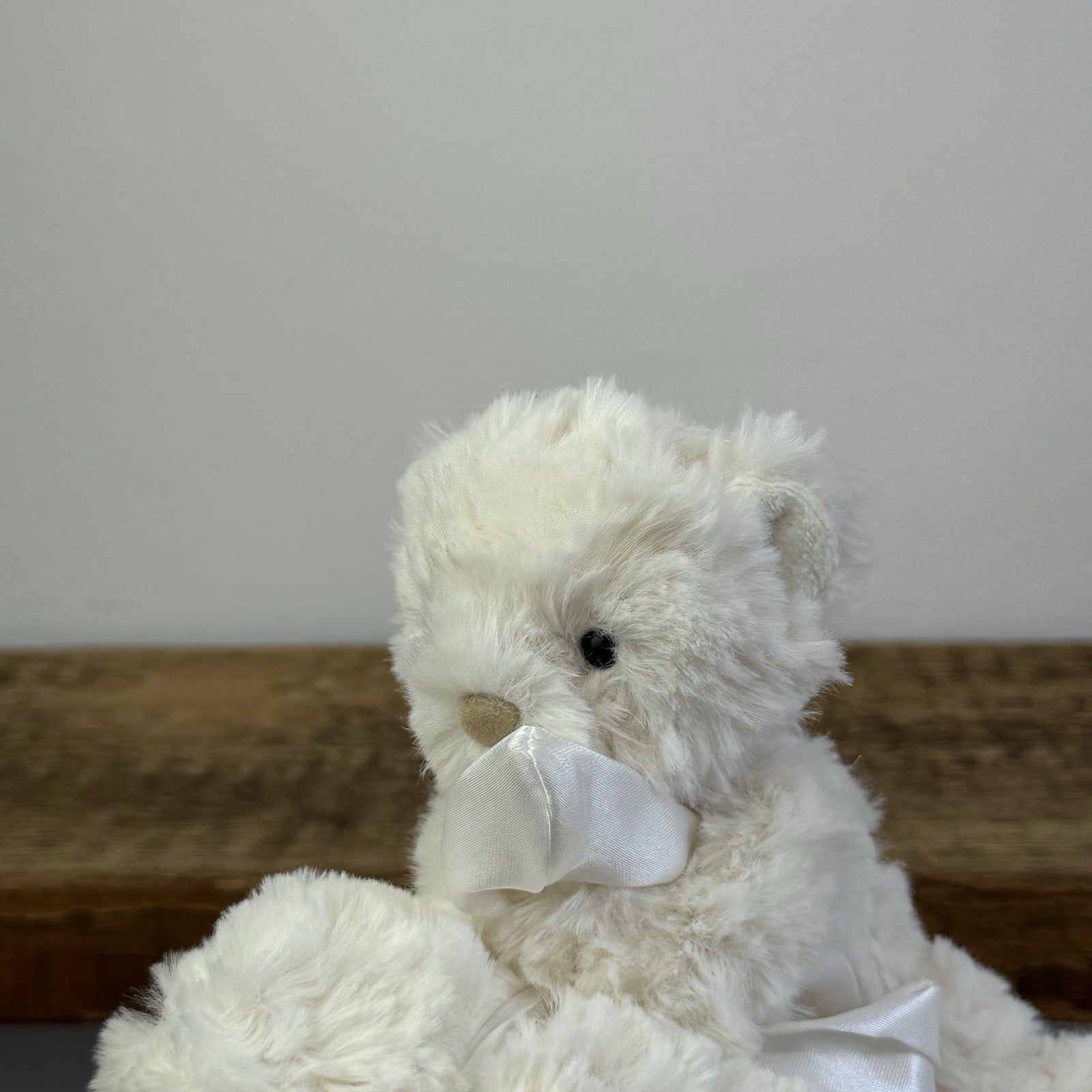 Little Jellycat Wilkie Bear Soother - White Curly Fur Bear NWOT Retired Rare