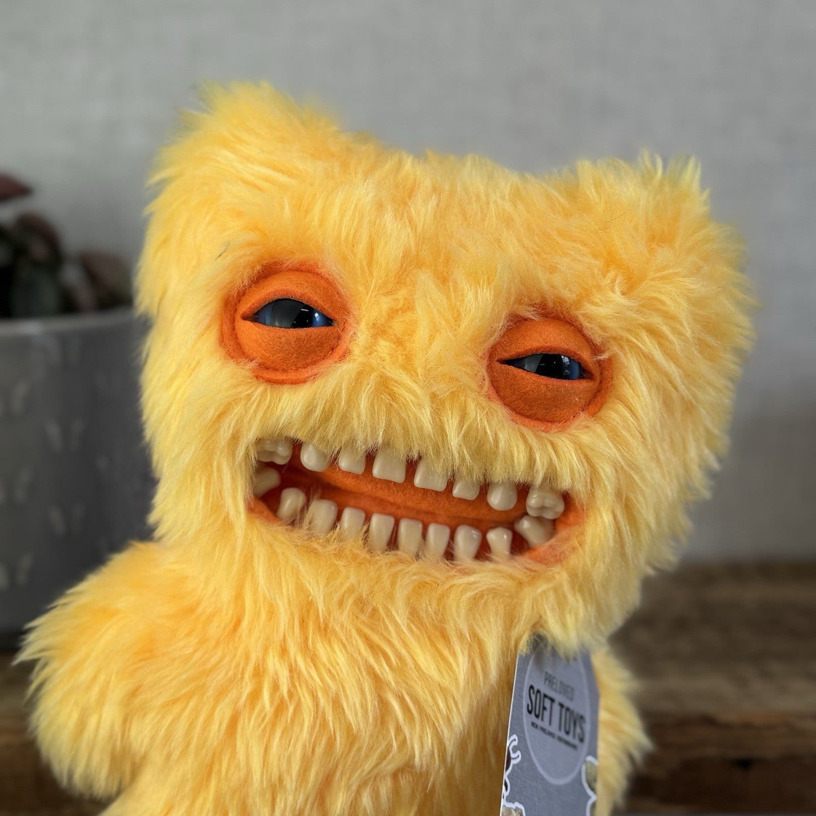 Fuggler Mr Buttons - Rare Yellow Fluffy Funny Ugly Monster Retired Teeth Monster