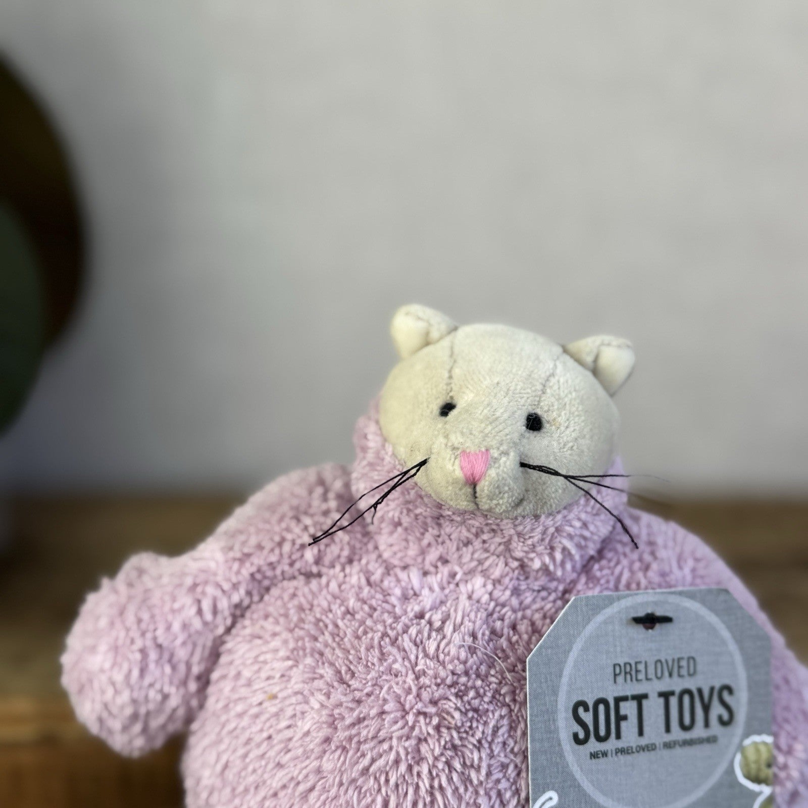 Jellycat Poloneck Peeker Cat Kitten - Lilac Jumper Cute Vintage Beanie 5”
