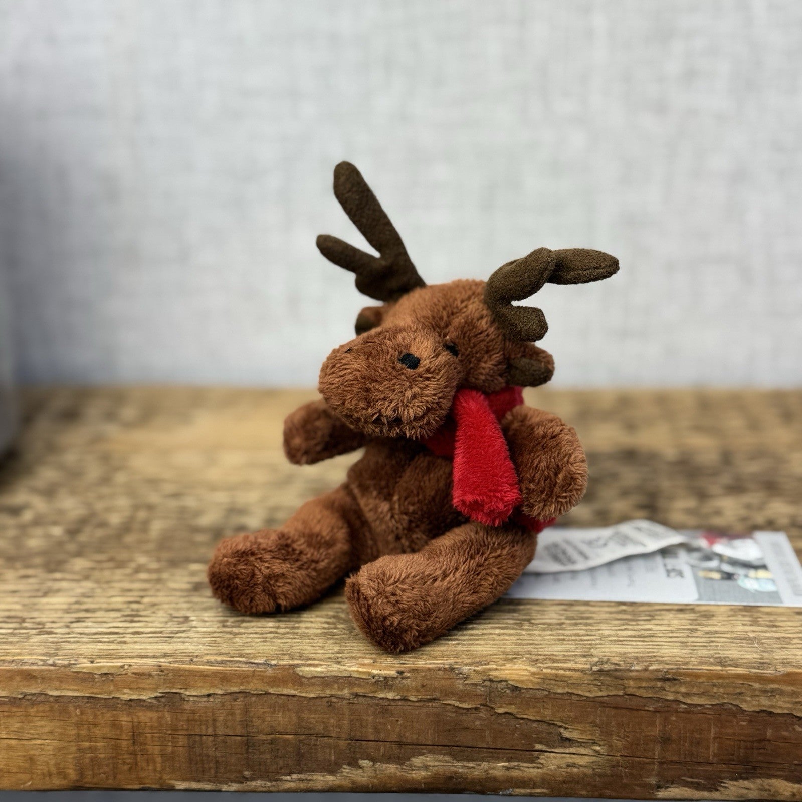 Marks & Spencers Soft Toy Stag Deer Mini Beanie Christmas Scarf Vintage 4"