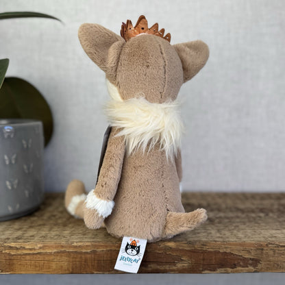 Jellycat Princess Chihuahua - Tan/Cream Soft Toy Dog Beanie Girls Plush 12"