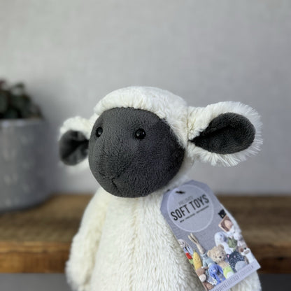 Jellycat Medium Bashful Grey Face Lamb - Medium Cream Lamb Beanie Plush 12"