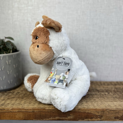 Marks & Spencers Beanie Tan/White Cow Soft Toy New Without Tags Plush Cow 11"