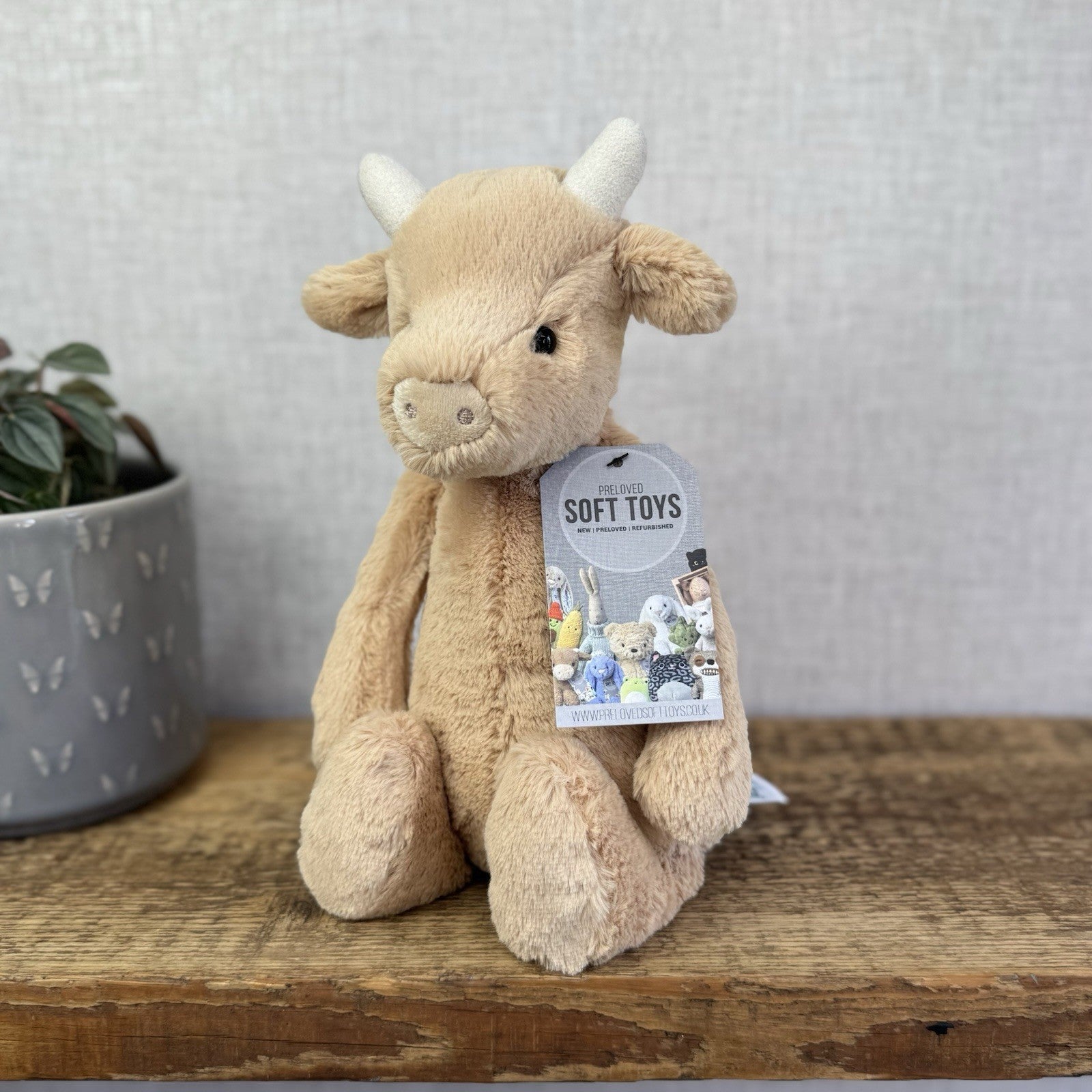 Jellycat Bashful Cow - Tan Golden Brown Cow Medium Soft Toy Retired 12"