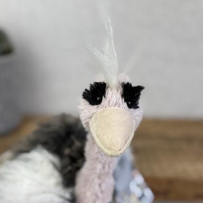Jellycat Small Orla Ostrich - Fluffy Pink/Grey Mix Beanie Bird Toy 10”