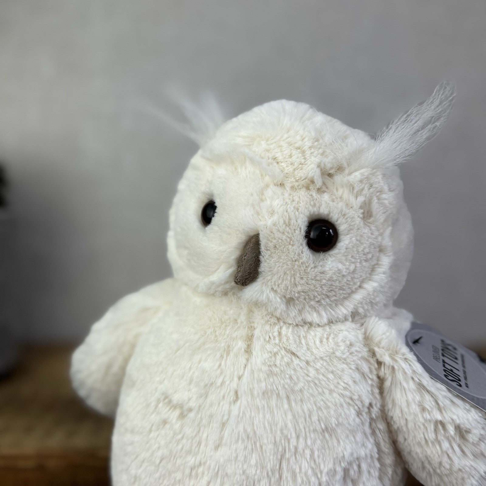 Jellycat Medium Bashful Owl - White Owl Beanie Soft Toy Retired Plush 12"