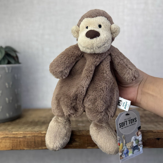 Jellycat Bashful Monkey Soother - Boubou Soft Comforter Baby Soft toy 9”