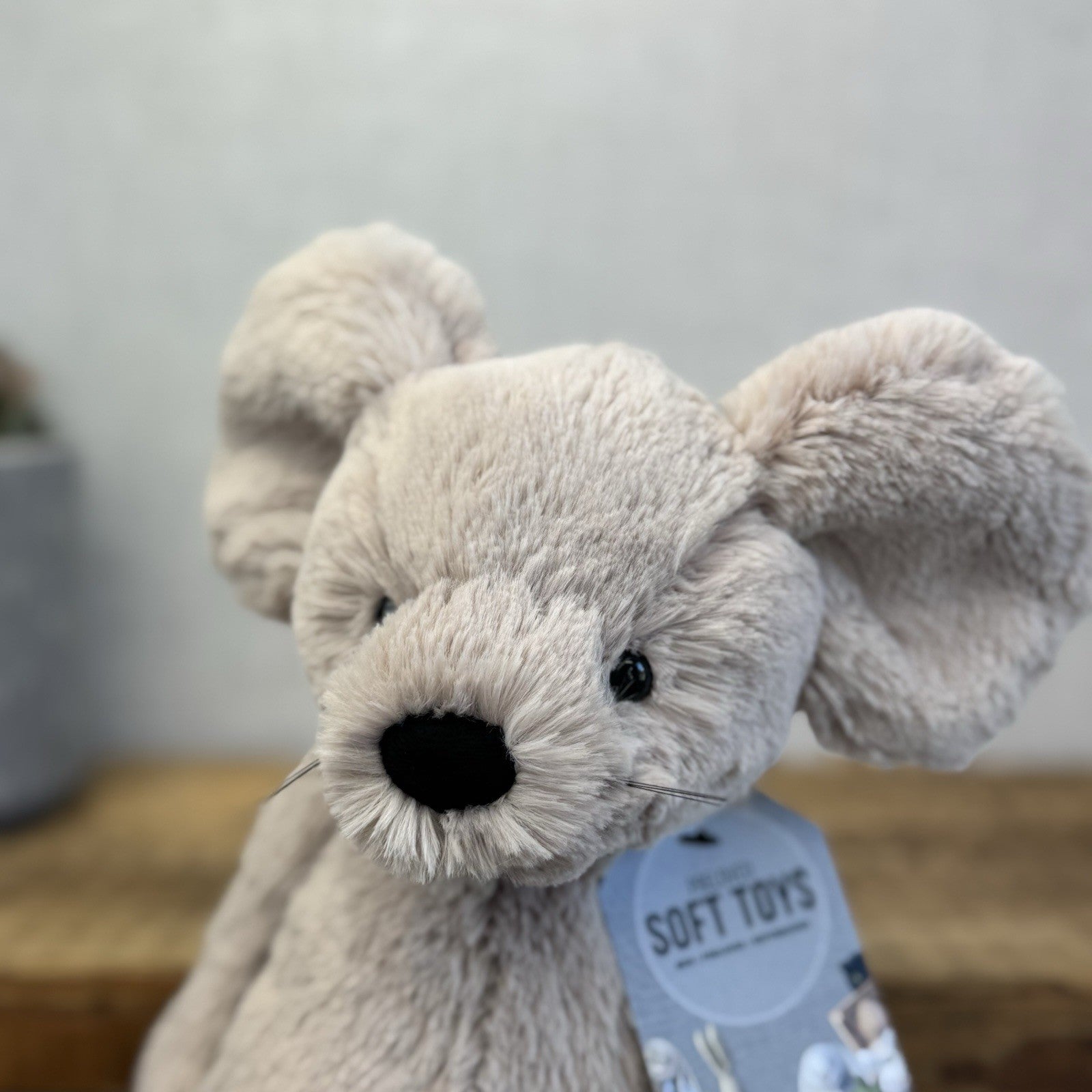 Jellycat Medium Grey Bashful Mouse - Mouse Soft Toy Whiskers Retired Rare 12"
