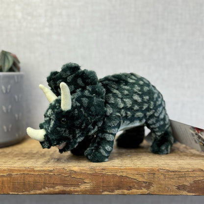 Russ Berrie Triceratops Green Textured Standing Dinosaur Soft Toy Beanie 9”