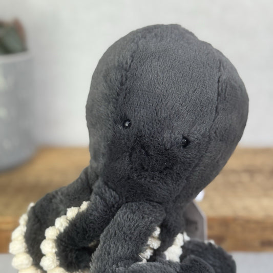 Jellycat Small Inky Octopus - Retired Small Black Octopus Sea Creature Beanie
