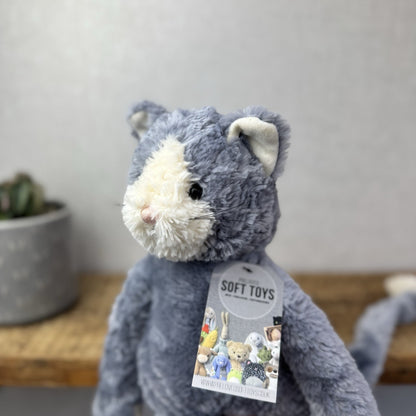 Jellycat Medium Pickles Cat - Vintage Grey Cat Beanie Retired (imperfect) 18"
