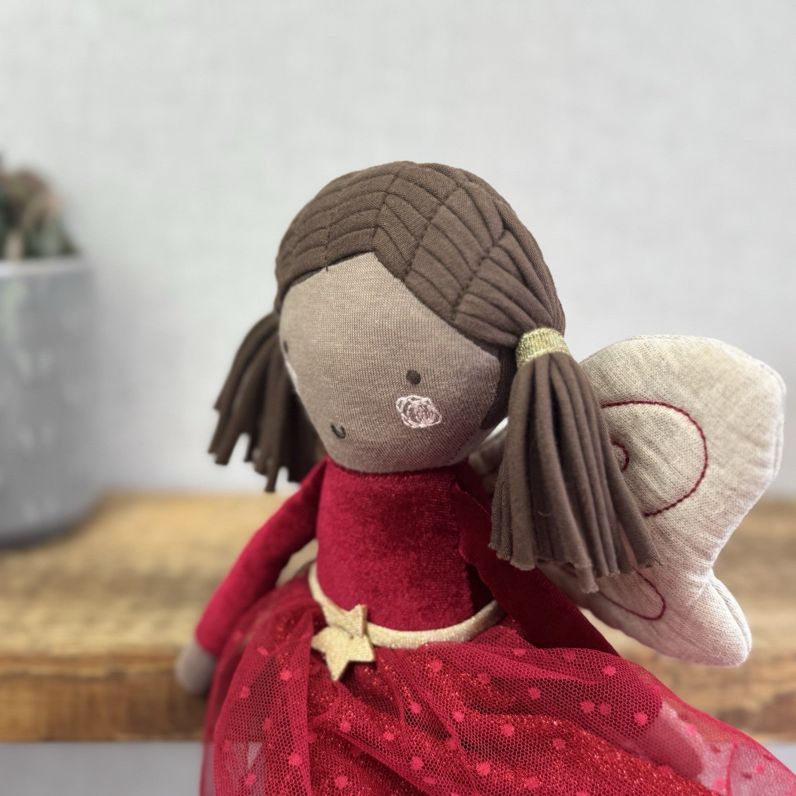 Mamas & Papas Ruby Fairy Doll - Christmas Fairy Doll Red/Gold Rag Doll Retired