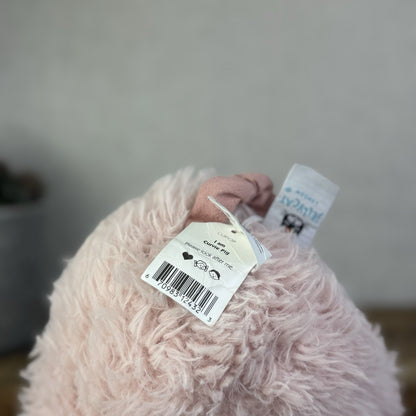 Jellycat Curvie Pig - Sitting Fluffy Curly Pink Plush Beanie Medium 9" (Tags)