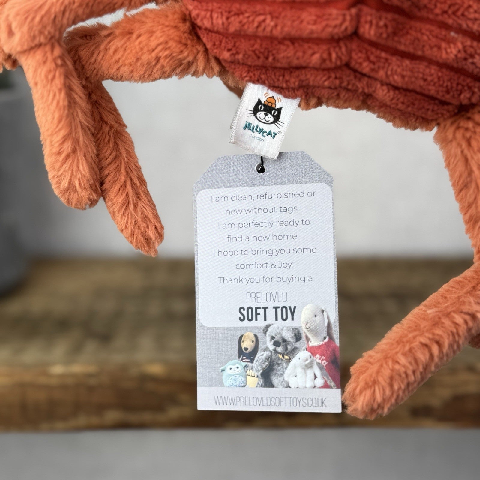 Jellycat Small Crispin Crab Soft Toy - Red Sea Crab Soft Plush Beanie 12”