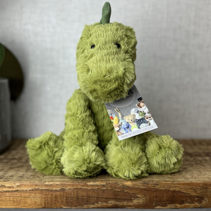 Jellycat Fuddlewuddle Dinosaur - Green Dino Textured Beanie Soft Toy 9"