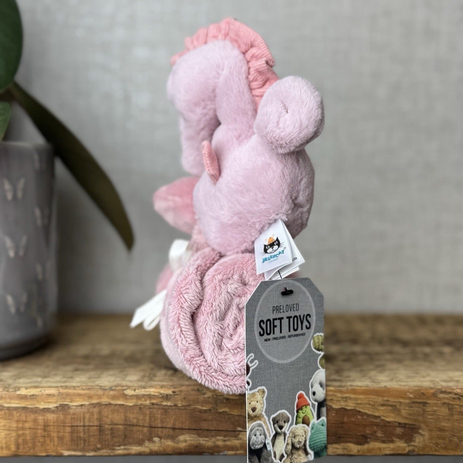 Jellycat Sienna Pink Seahorse Soother - Pink Comfort Blanket Soother Retired