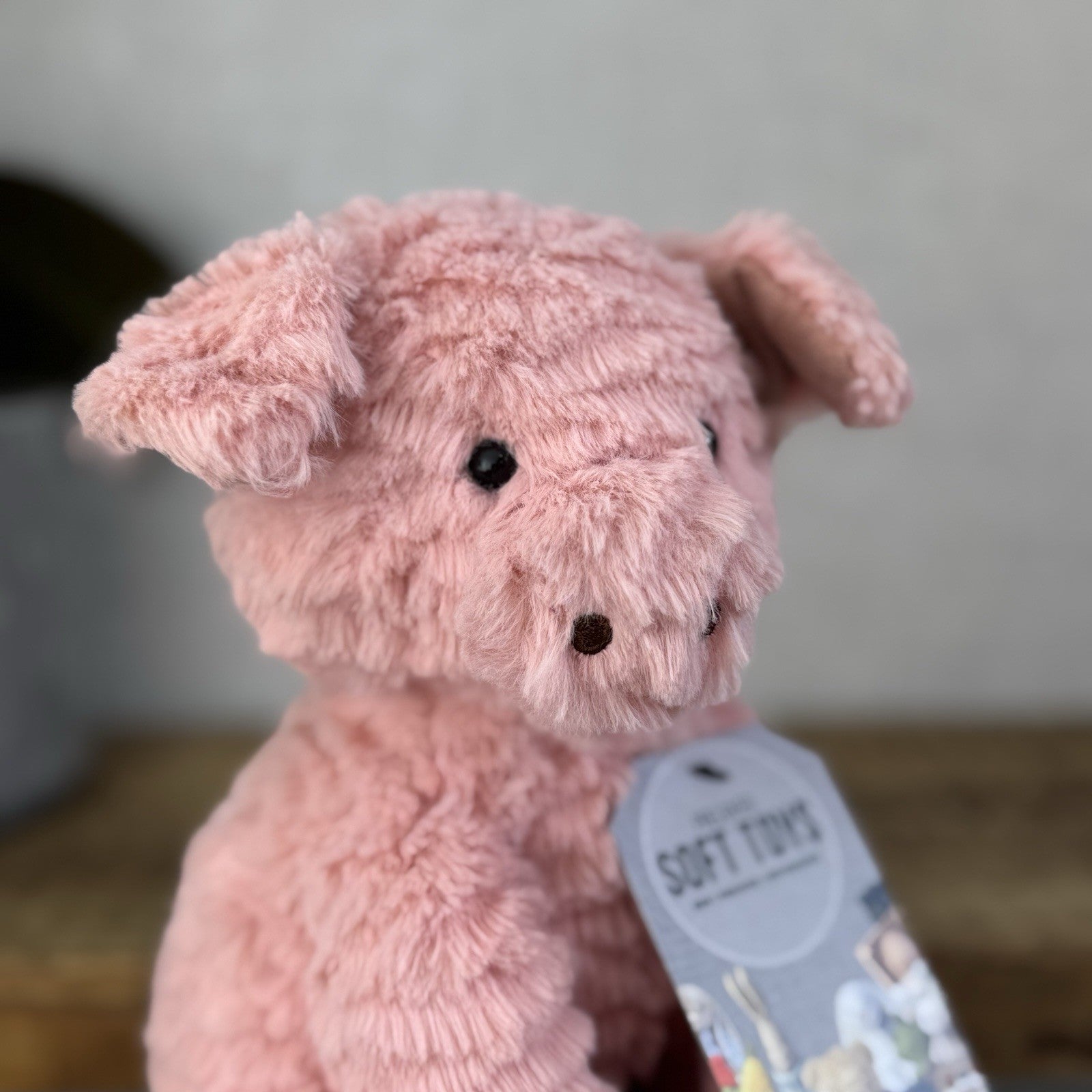 Jellycat Medium Fuddlewuddle Pig - Textured Sitting Piglet Soft Toy Beanie 8"