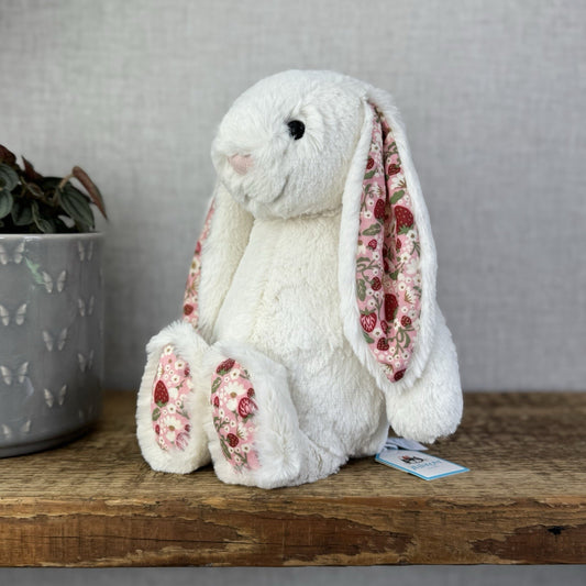 Jellycat Medium Bashful Blossom Cream Bunny Berry - Cream Bunny Pink Ears NWT 