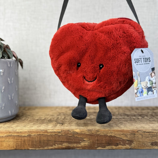 Jellycat Amuseable Red Heart Bag - Cute Heart Bag Soft Plush Collectible 8"