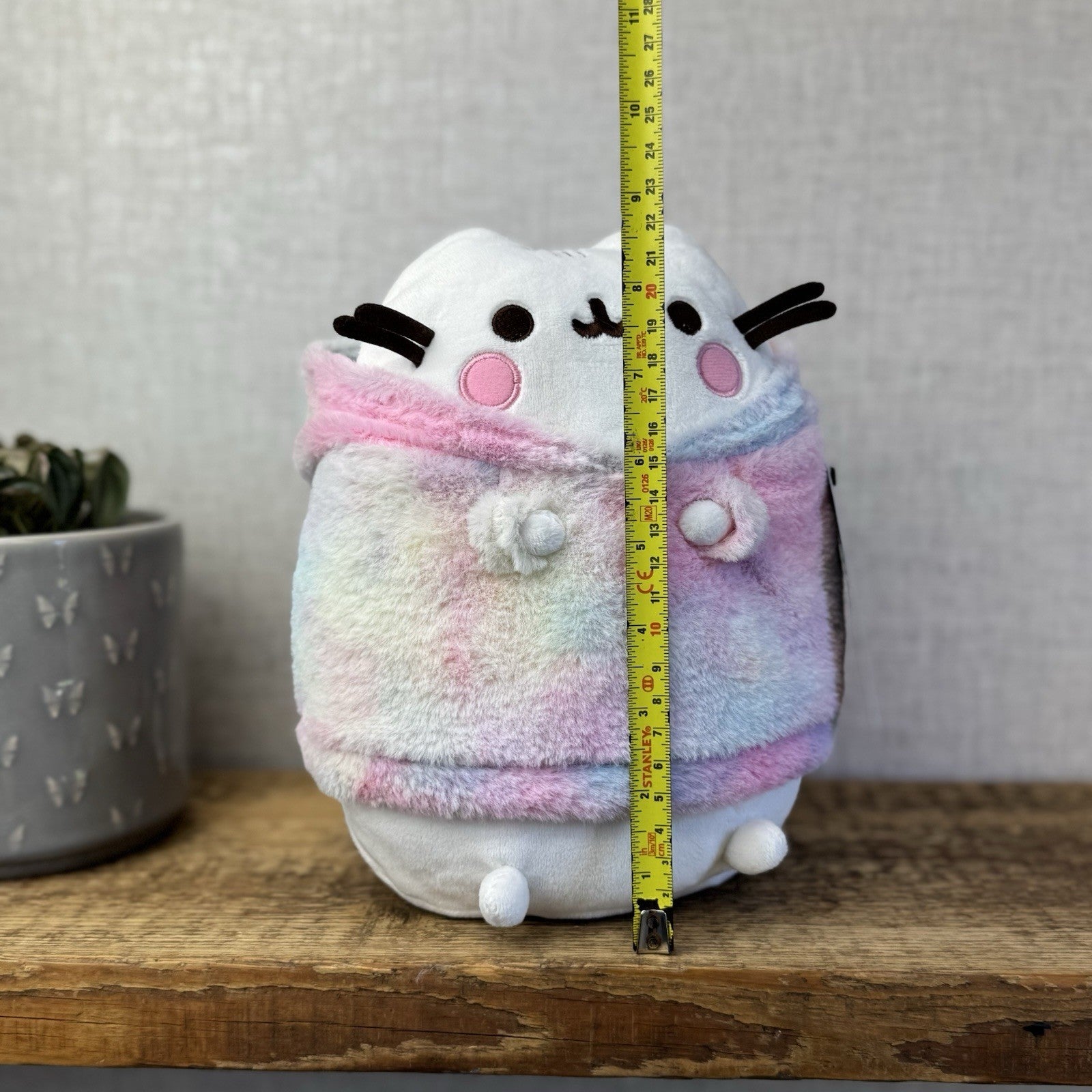 Pusheen Tie Dye Hoodie - Pusheen Cat White With Tye Dye Jumper Plush 10"