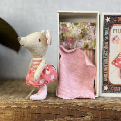 Maileg Retired Big Sister Mouse In Matchbox 2013 - Painted Nose, Red Mouth Rare