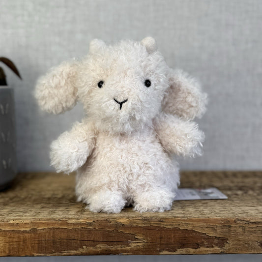 Jellycat Little Goat - Fluffy Beige/Off White Goat Beanie Soft Toy NWOT 7"