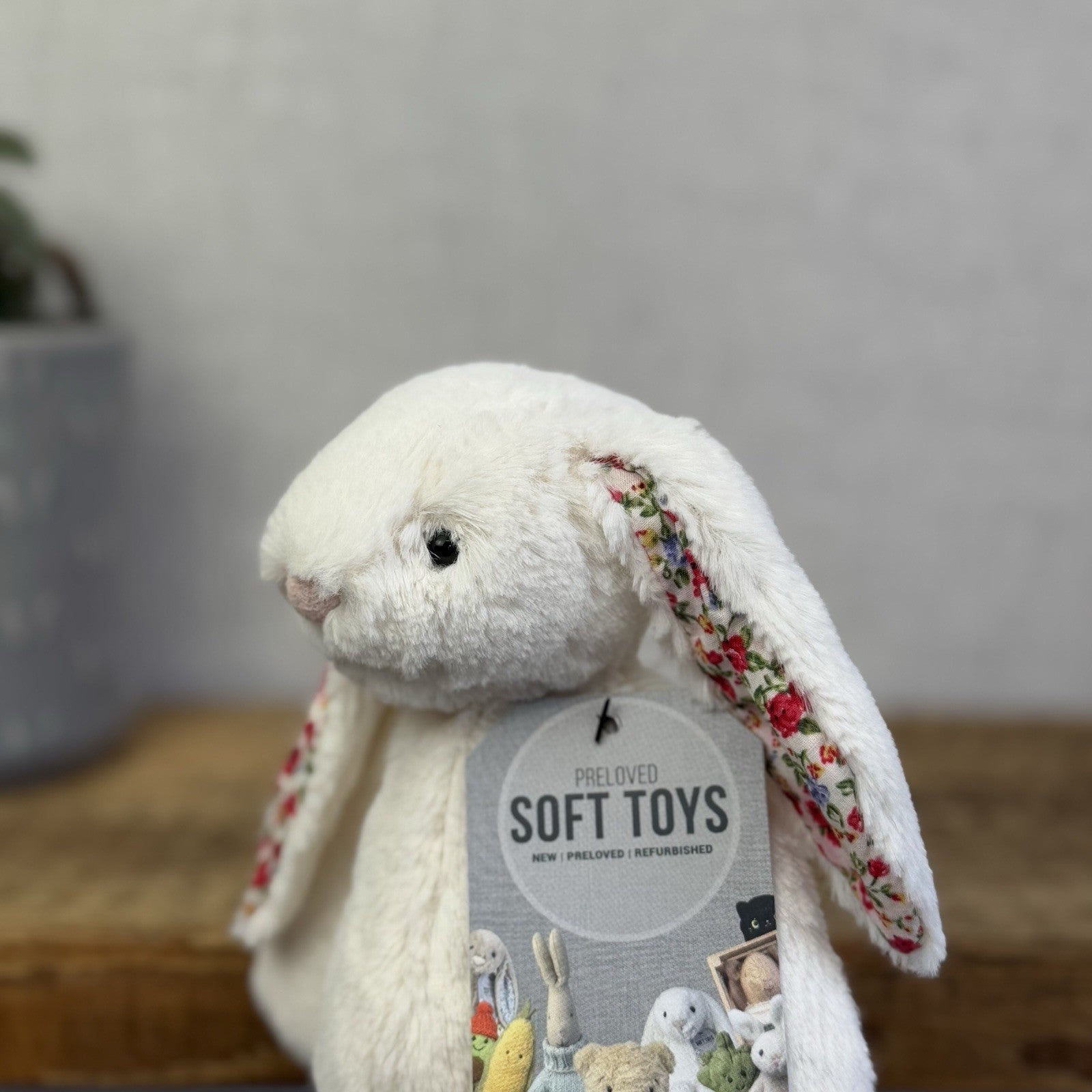 Jellycat Small Bashful Cream Blossom - Cream Bunny Floral Ears & Feet 8”