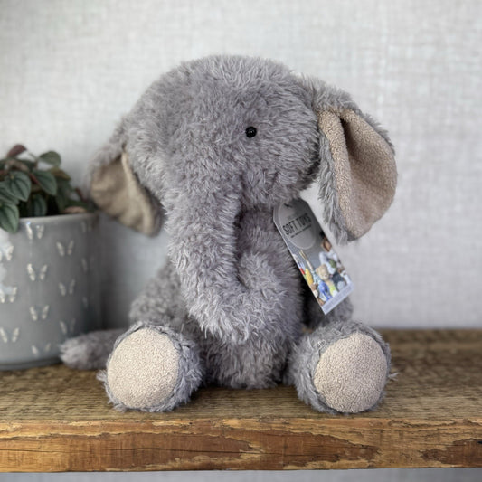 Jellycat Medium Vintage Elephant - Grey Floppy Fluffy Elephant Beanie Plush Rare