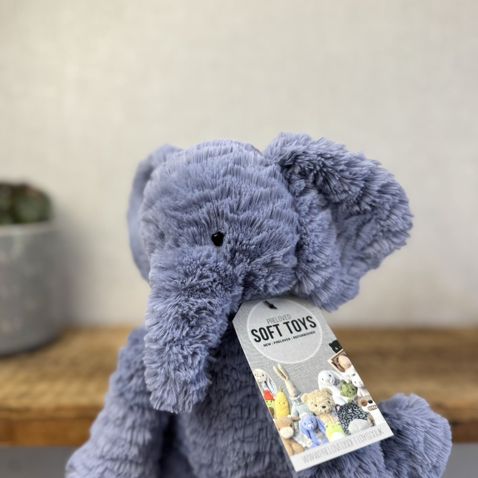 Jellycat Medium Fuddlewuddle Elephant Blue - Blue Sitting Ele Retired 8" (#2)