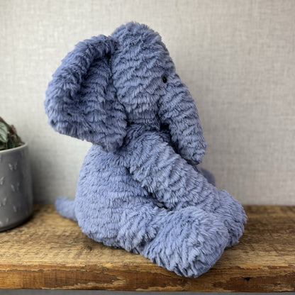 Jellycat Large Fuddlewuddle Elephant Blue - Blue Sitting Elephant Retired 12"